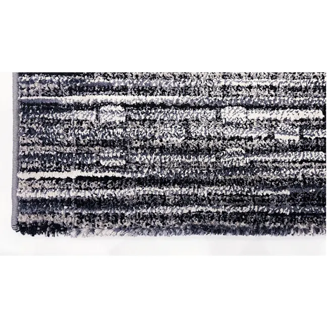 Tivoli Low Pile Rug - Neutral Grey / Anthracite (3 Sizes) - 2 - Abstract pattern with black and white stripes, Monochromatic