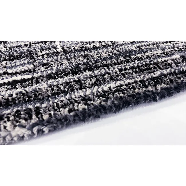 Tivoli Low Pile Rug - Neutral Grey / Anthracite (3 Sizes) - 3 - Black and white striped fabric, fluffy texture, soft
