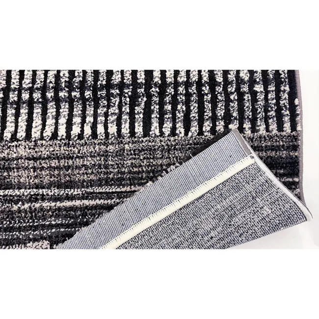 Tivoli Low Pile Rug - Neutral Grey / Anthracite (3 Sizes) - 4 - striped fabric, striped pattern, black and white stripes