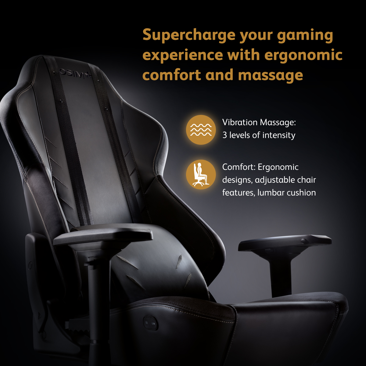 OSIM uThrone S Gaming Chair with Customizable Massage Black, OSIM