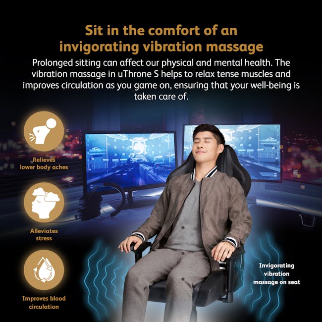 OSIM uThrone S Gaming Chair with Customizable Massage - Black - 2