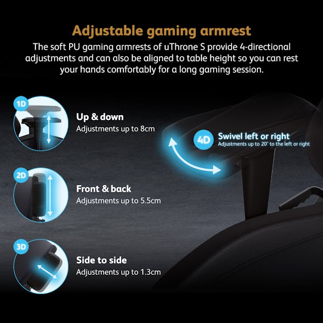 OSIM uThrone S Gaming Chair with Customizable Massage - Black - 8