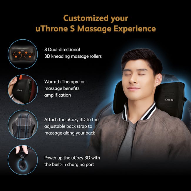OSIM uThrone S Gaming Chair with Customizable Massage - Black - 9