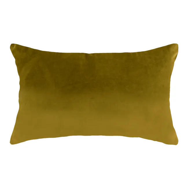 Alyssa Velvet Lumbar Cushion Cover - Mustard - 1 - Green textured fabric, soft pillow, elegant design, luxurious material