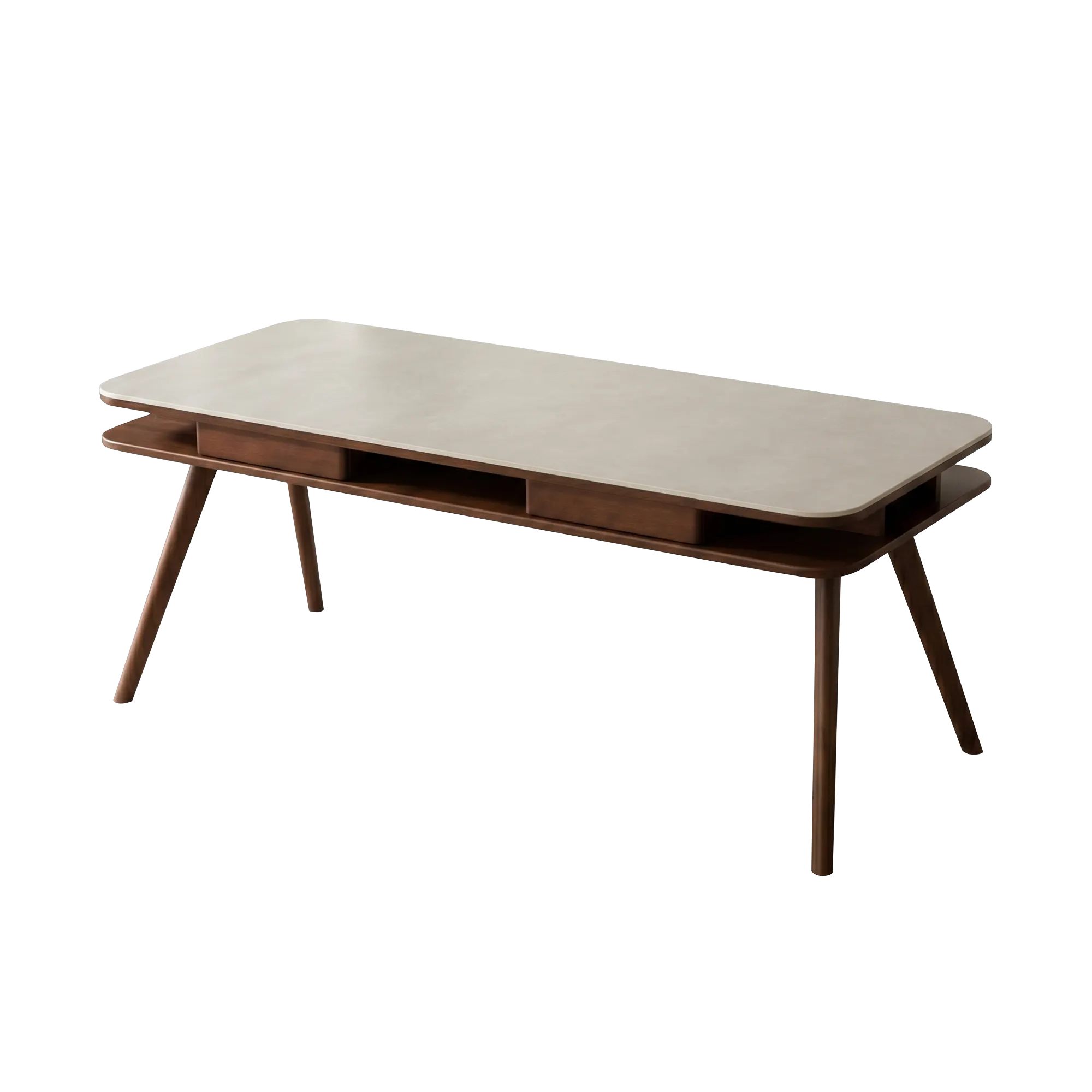 Lornell Storage Dining Table 1.6m - Walnut, Sintered Stone