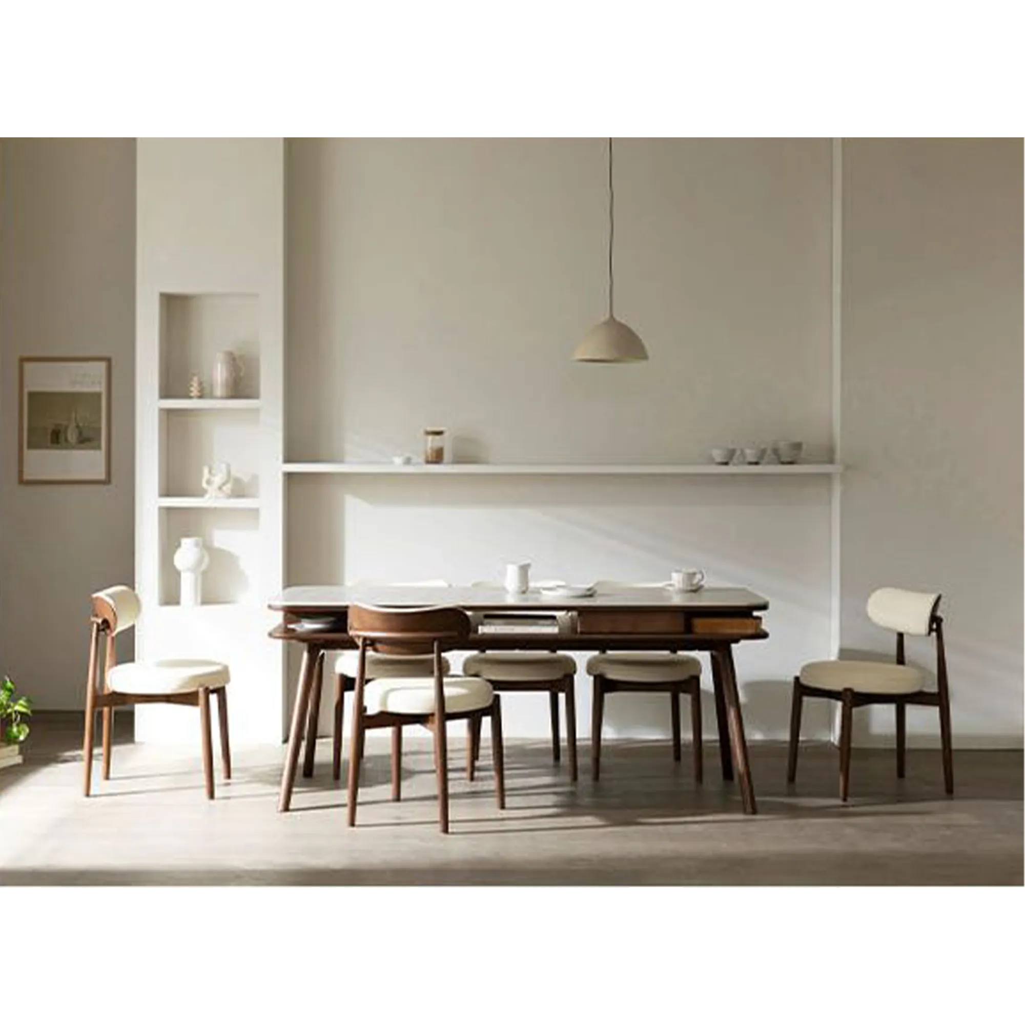 Lornell Storage Dining Table 1.6m - Walnut, Sintered Stone - 7