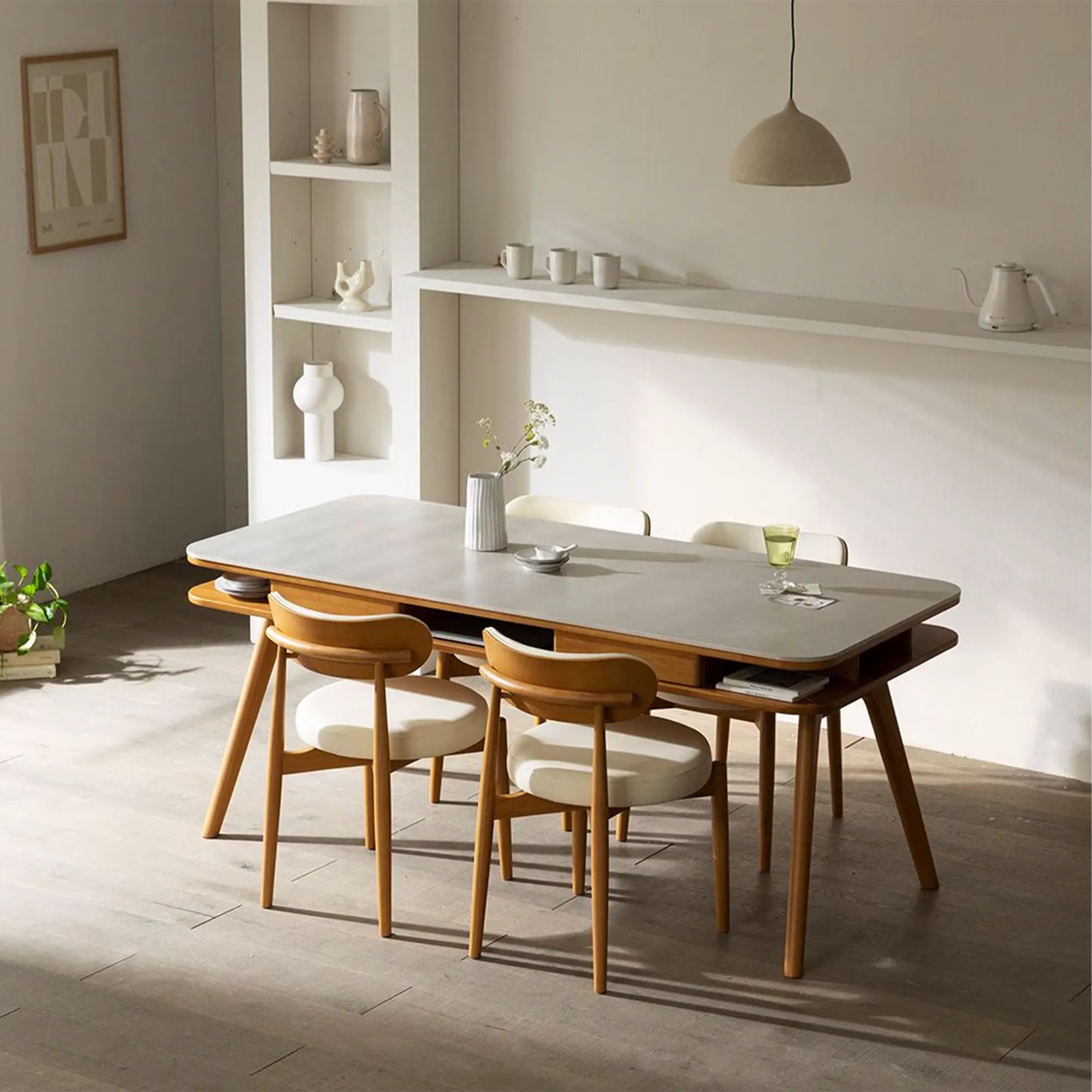 Lornell Storage Dining Table 1.6m - Walnut, Sintered Stone - 19