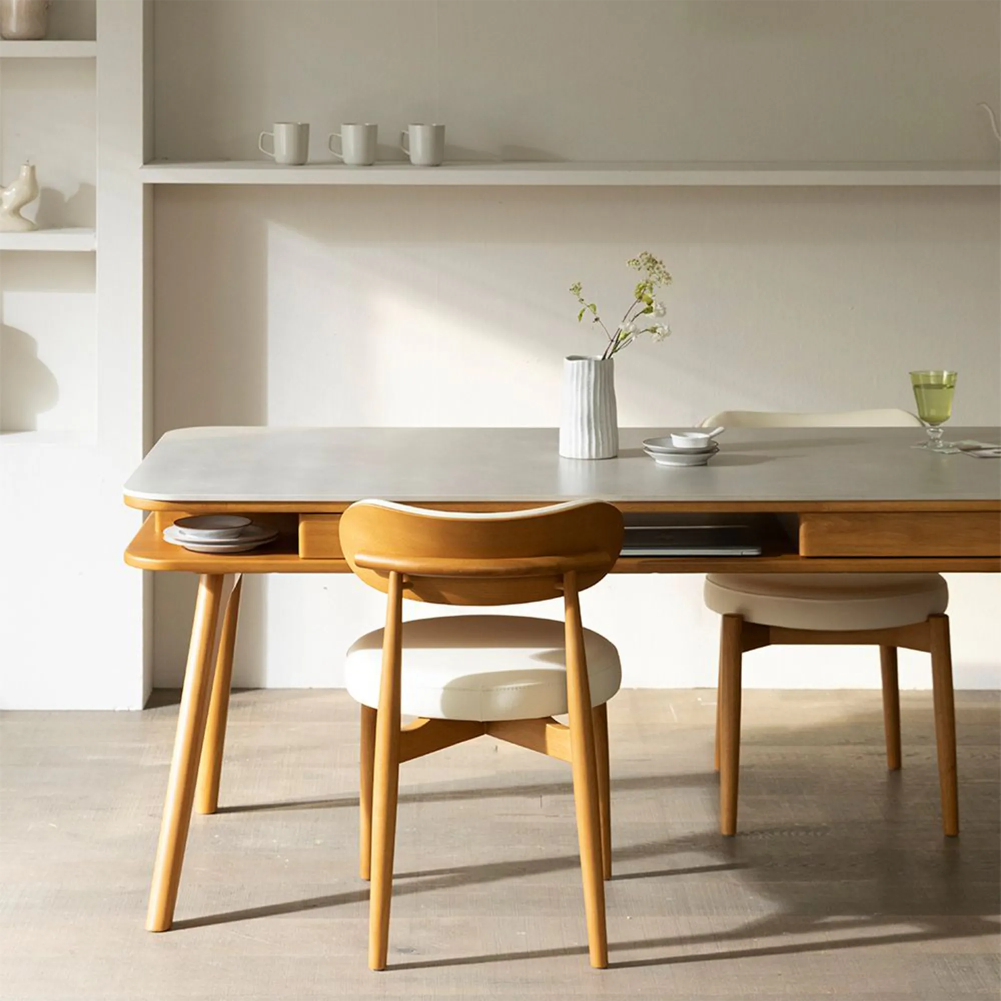 Lornell Storage Dining Table 1.6m - Walnut, Sintered Stone - 11