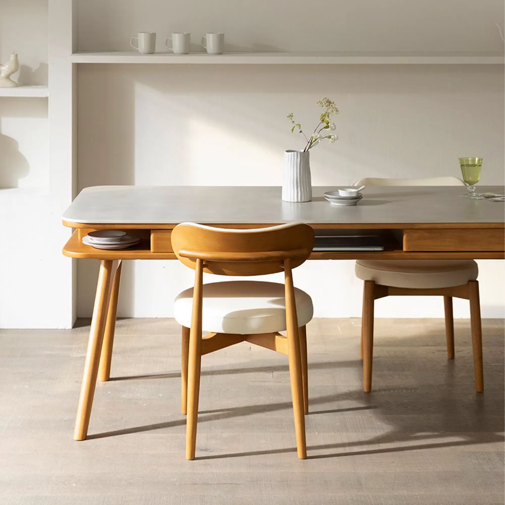 Lornell Storage Dining Table 1.6m - Walnut, Sintered Stone - 14