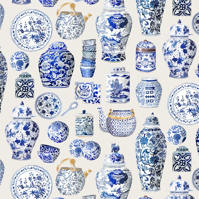 Singlapa Blue Porcelain Tote Bag - 2