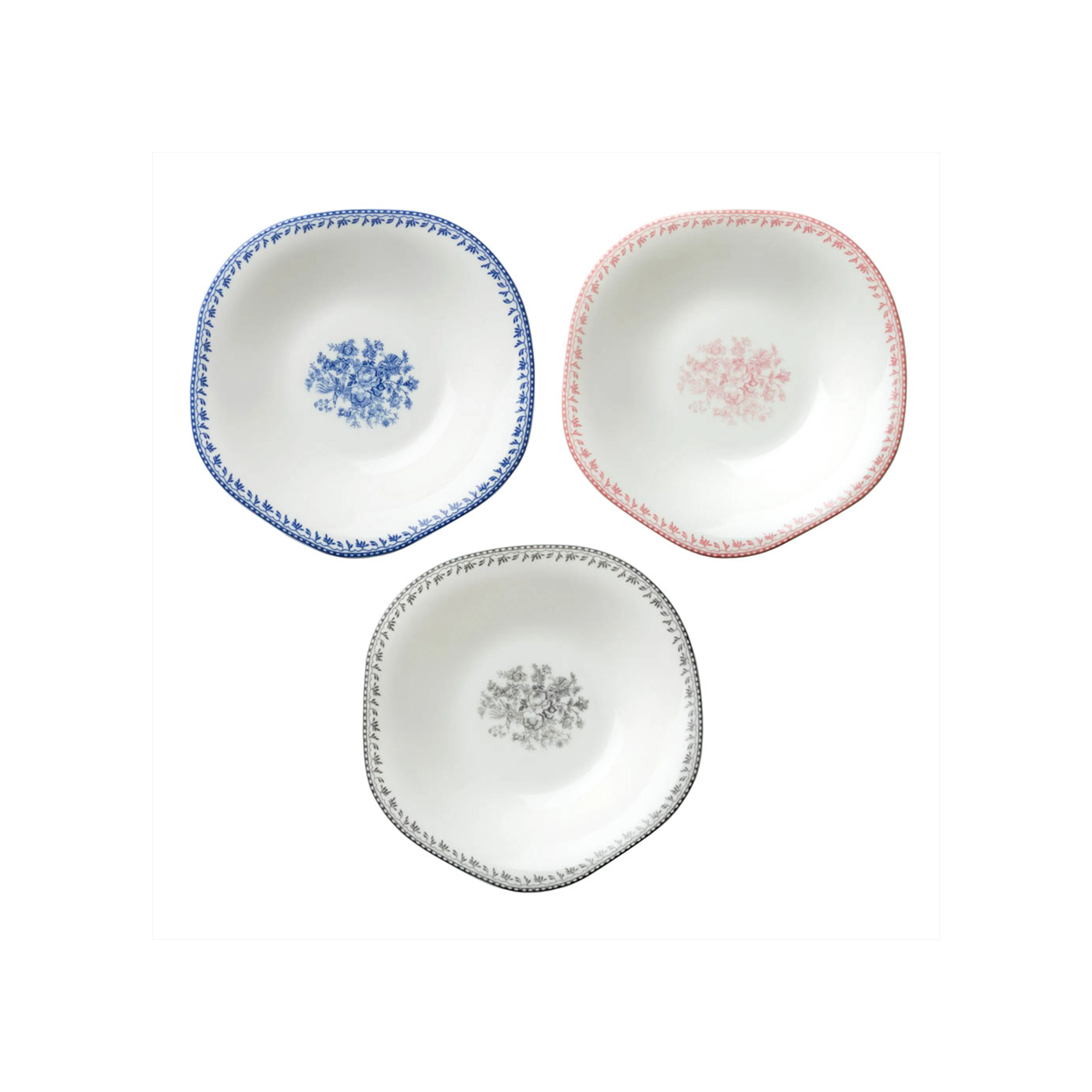 Luzerne Lancaster Garden Bowl - Pink (3 Sizes) - 10 - White ceramic plates, blue floral pattern, red floral pattern