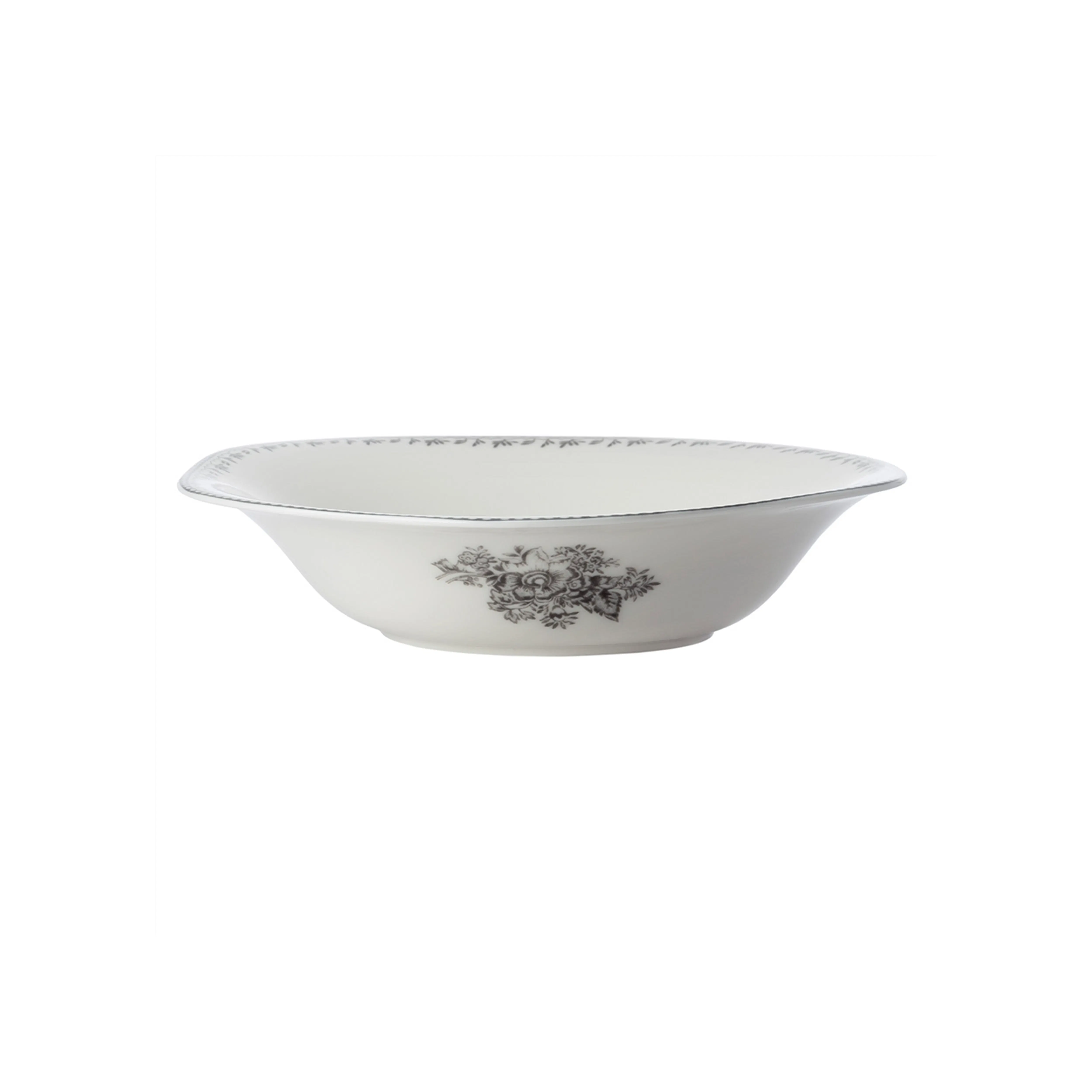 Luzerne Lancaster Garden Bowl - Pink (3 Sizes) - 9 - White ceramic bowl with intricate floral design, elegant and classic