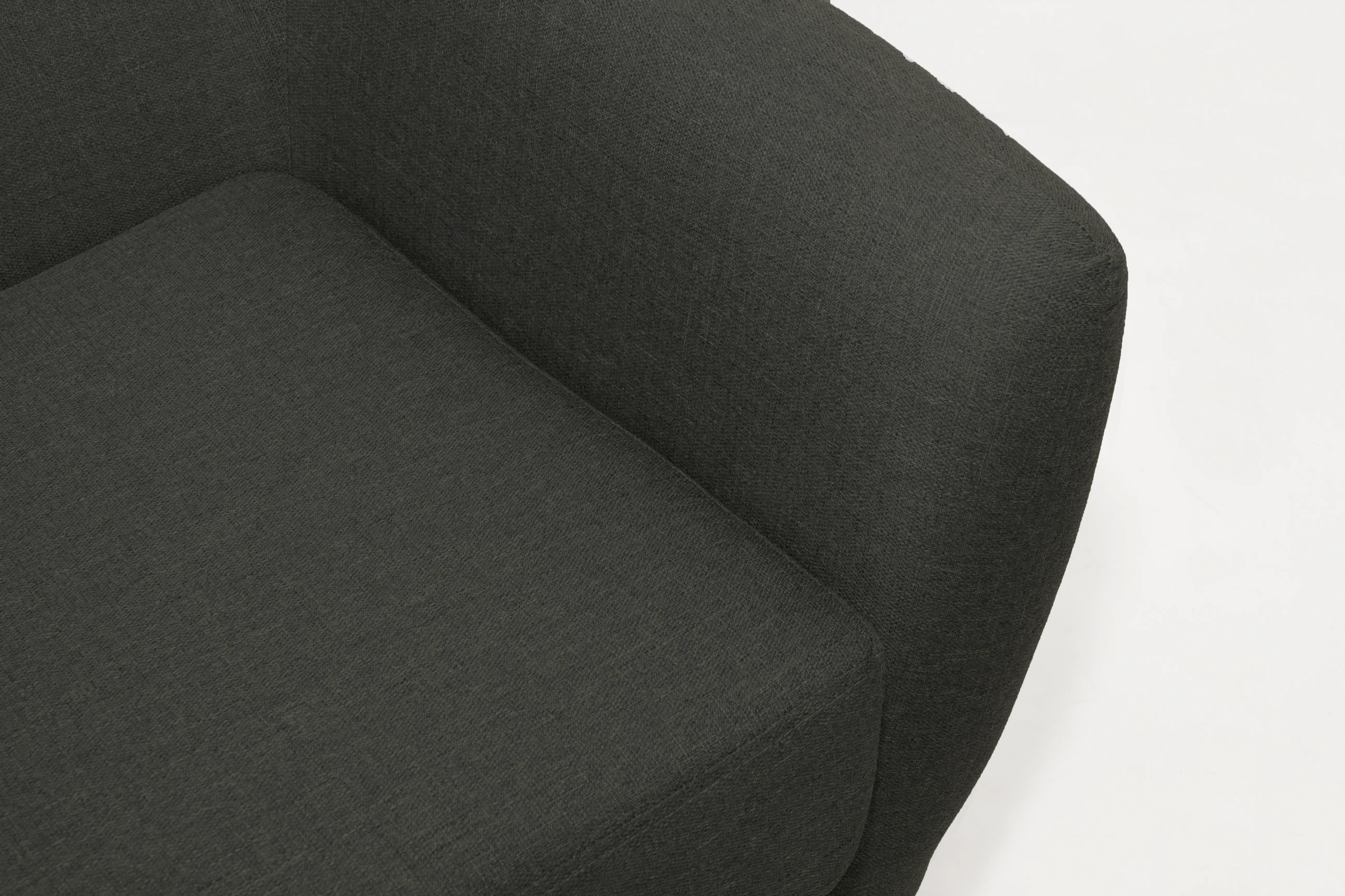 Emma Armchair - Raven - 10 - Dark gray upholstered sofa, minimalist design, textured fabric, modern style, sleek lines