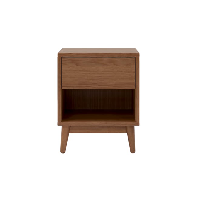 Cassius 2 Drawer Queen Bed in Walnut, Shark Grey with 2 Kyoto Top Drawer Bedside Tables in Walnut - 16