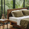 Heveya® Linen Fitted Sheet Set - Olive Stripe (5 Sizes)