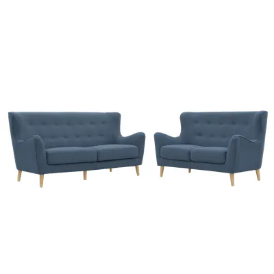 Jacob 3 Seater Sofa with Jacob 2 Seater Sofa - Denim - Image 1