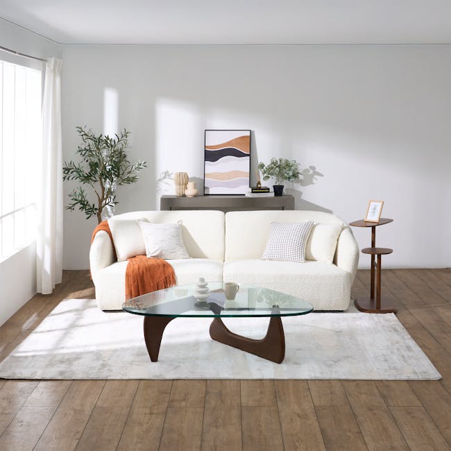 Nomi Left Arm Unit - White White Boucle (Eco Clean Fabric) - 26