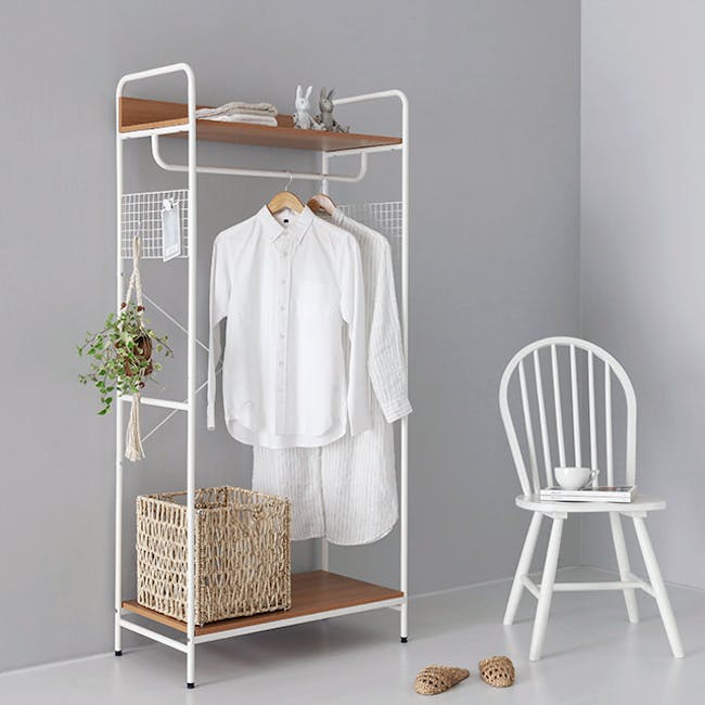 Sophie Open Wardrobe with 2 Shelves - Oak - 6