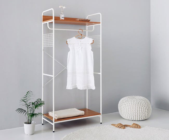 Sophie Open Wardrobe with 2 Shelves - Oak - 4