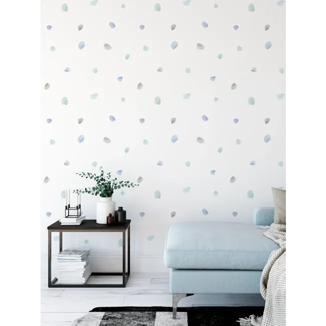 Urban Li'l Irregular Blobs Fabric Decal - Seafoam - 3 - Minimalist wall art, abstract leaf patterns, modern decor, cozy