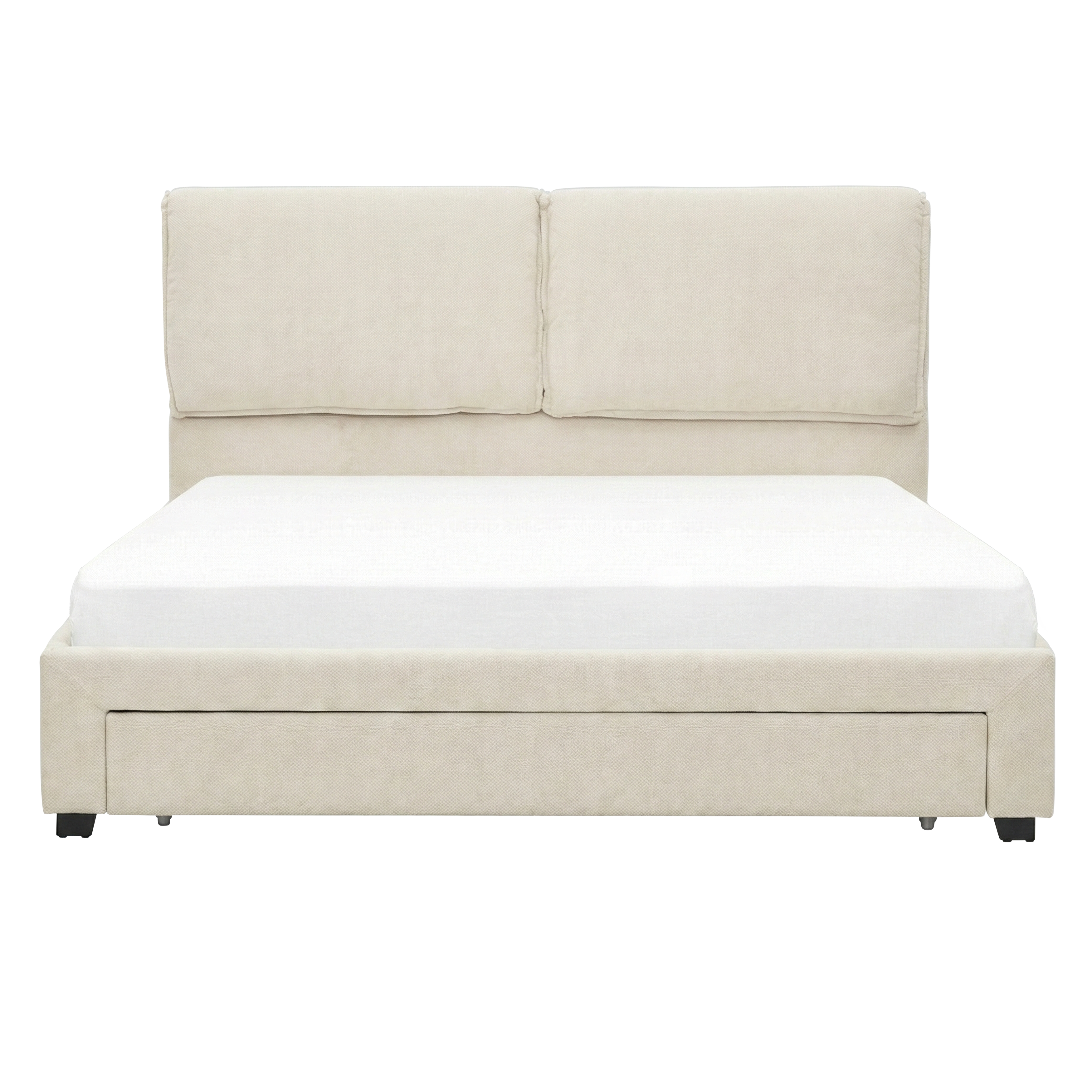 Delcie Drawer King Bed - Cream