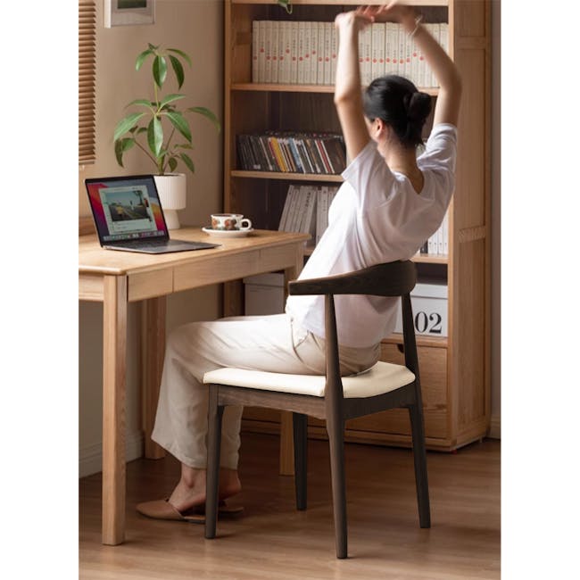 Wayn Chair - Walnut, Khaki (Faux Leather) - 3