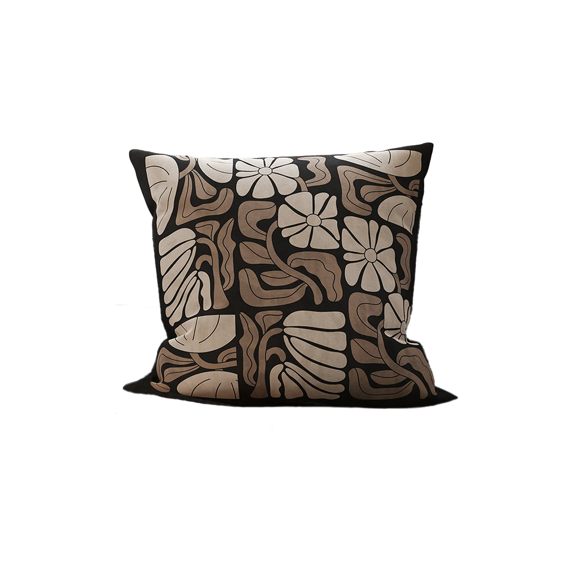 Trippy Sunflower Cushion - Black (Velvet)