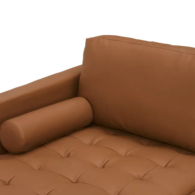 Nolan L-Shaped Sofa - Auburn Brown (Faux Leather) - 14