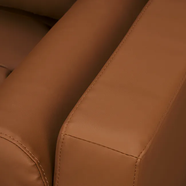 Nolan L-Shaped Sofa - Auburn Brown (Faux Leather) - 18