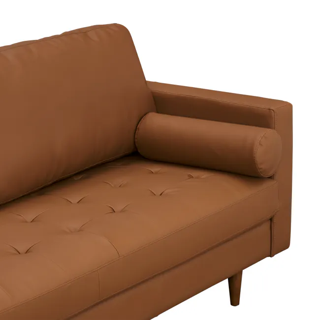 Nolan L-Shaped Sofa - Auburn Brown (Faux Leather) - 17