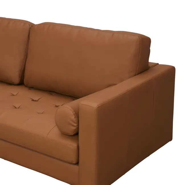 Nolan L-Shaped Sofa - Auburn Brown (Faux Leather) - 16
