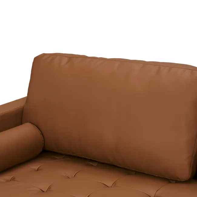 Nolan L-Shaped Sofa - Auburn Brown (Faux Leather) - 12