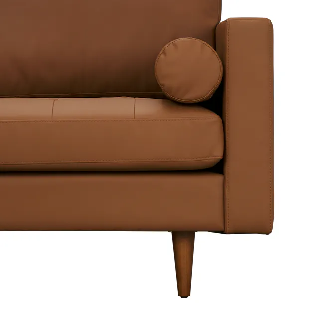 Nolan L-Shaped Sofa - Auburn Brown (Faux Leather) - 10