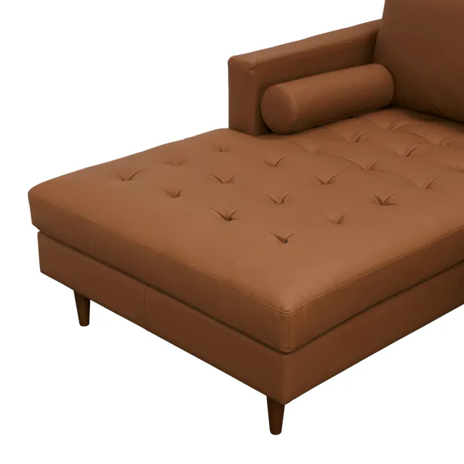 Nolan L-Shaped Sofa - Auburn Brown (Faux Leather) - 7