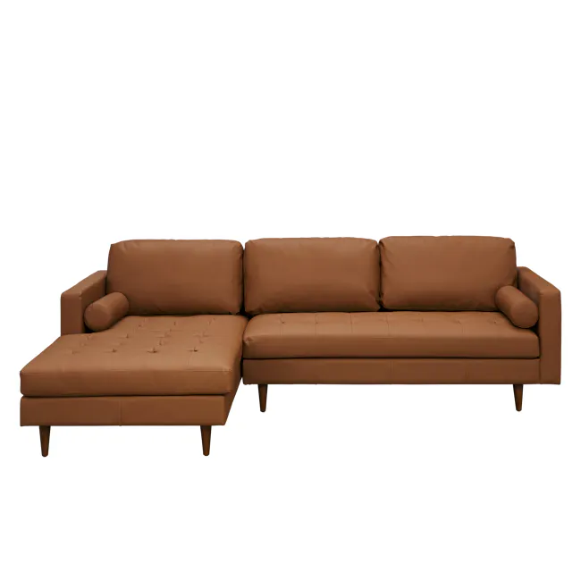 Nolan L-Shaped Sofa - Auburn Brown (Faux Leather) - 11