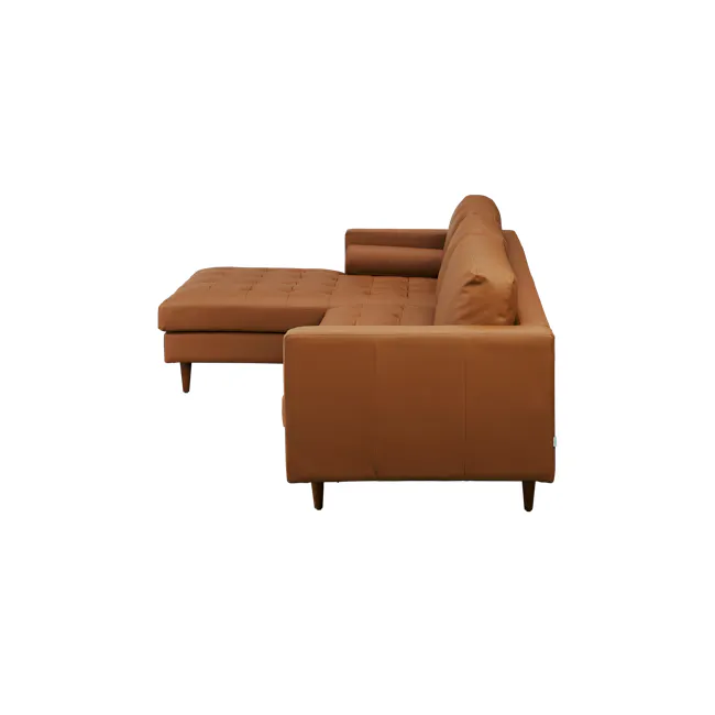 Nolan L-Shaped Sofa - Auburn Brown (Faux Leather) - 5