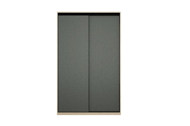 Lorren Sliding Door Wardrobe 1 - Graphite Linen, Herringbone Oak - 7