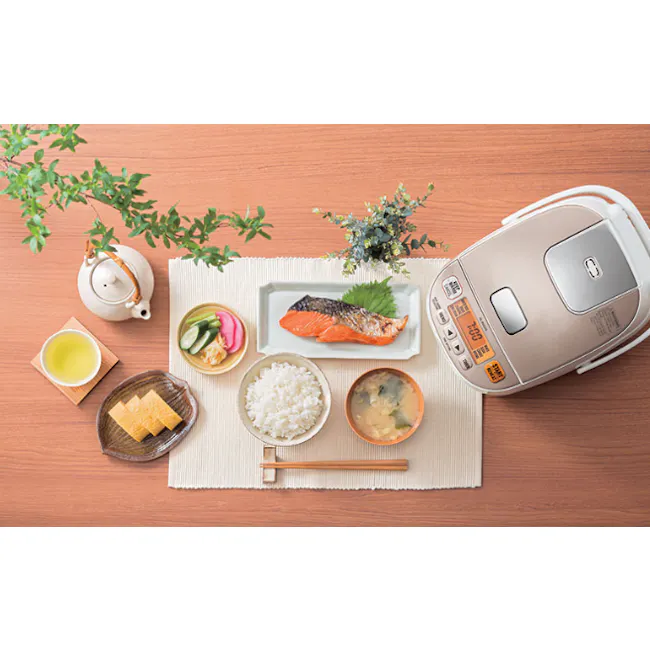 Room setting featuring Zojirushi 0.54L Micom Rice Cooker (NL-BGQ05) - Champagne White