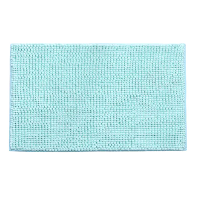 Cora Chenille Bath Mat - Mint Green - 1 - Soft, pastel, light blue, knitted, textured, fluffy, fluffy texture, smooth
