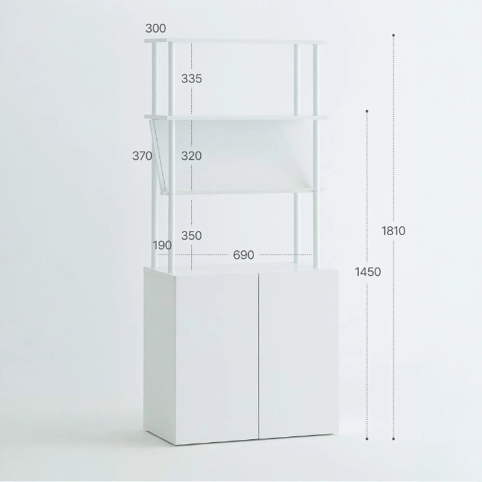 Moni Storage Cabinet with 3-Tier Magazine Rack 0.8m - Black - 17