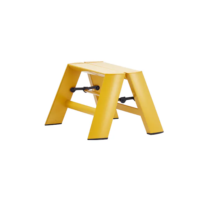 Hasegawa Lucano Aluminium 1 Step Stool - Mustard Yellow - 1 - Yellow, modern, geometric, angular, industrial design, sturdy