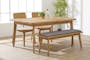 Todd Dining Table 1.6m with Todd Cushioned Bench 1.3m and 2 Todd Dining Chairs - 1