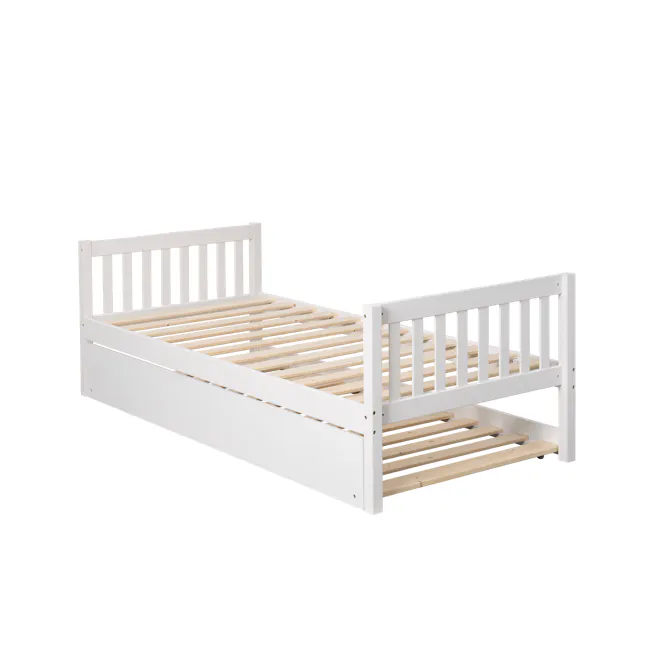 Miko Single Trundle Bed - White - 9