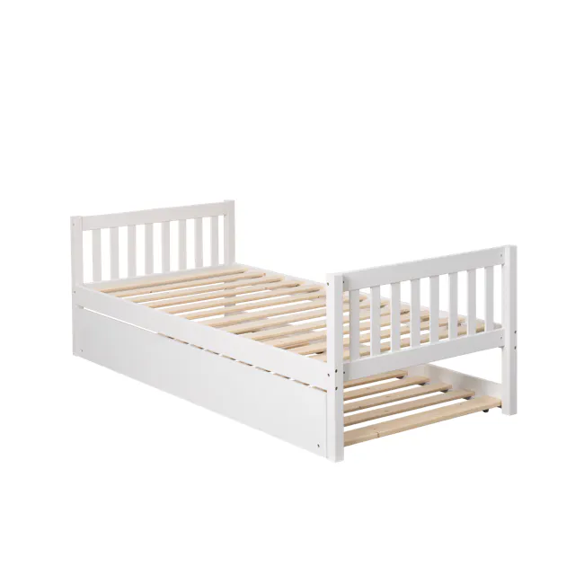 Miko Single Trundle Bed - White - 9