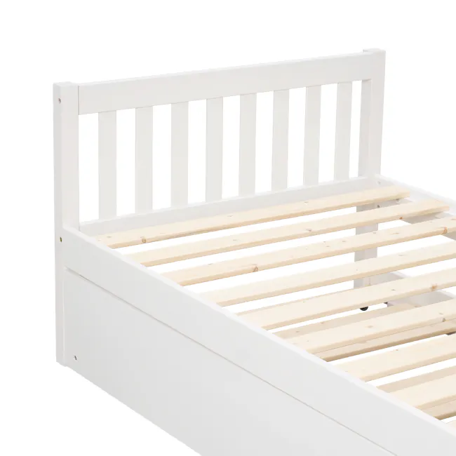 Miko Single Trundle Bed - White - 14