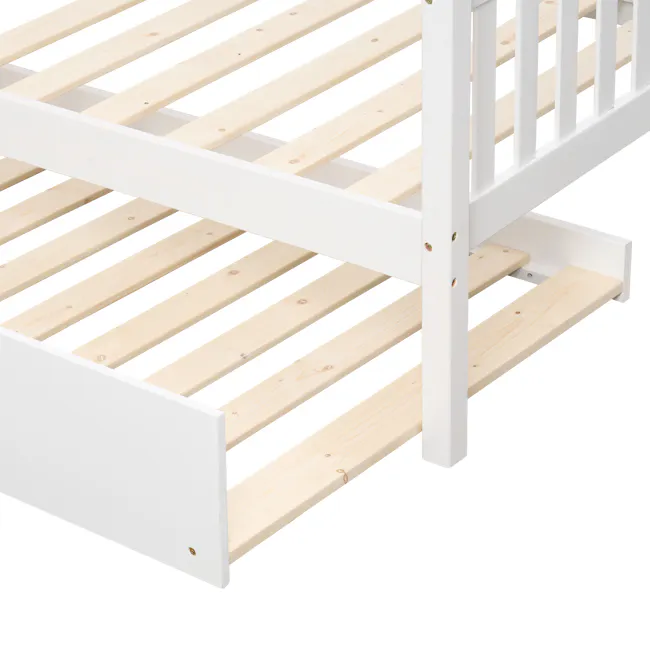 Miko Single Trundle Bed - White - 15