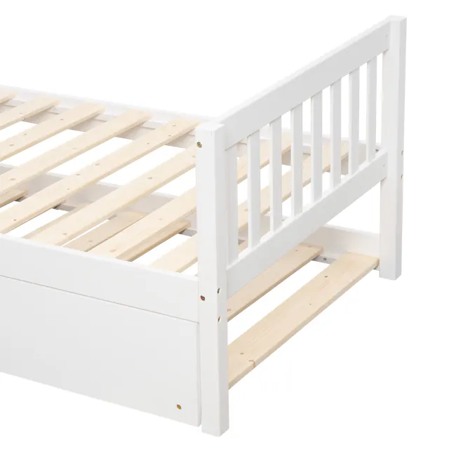 Miko Single Trundle Bed - White - 17