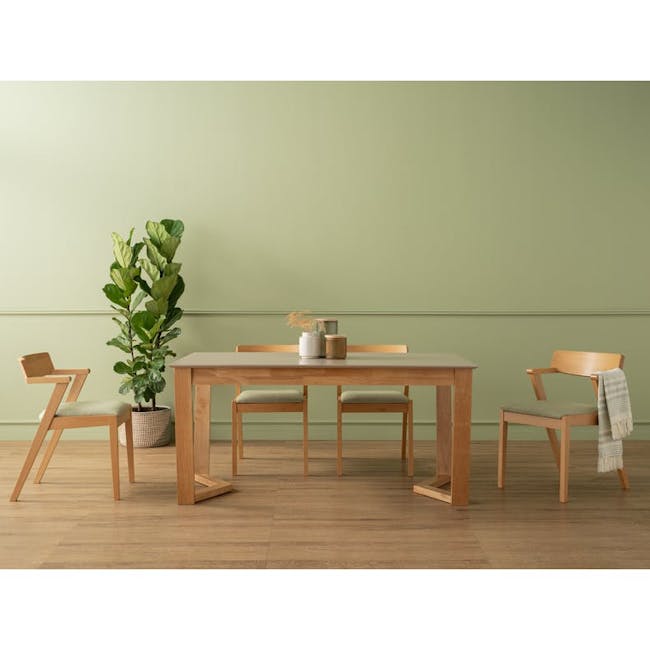 Meera Extendable Dining Table 1.6m-2m in Taupe with 4 Greta Chairs in Natural - 3