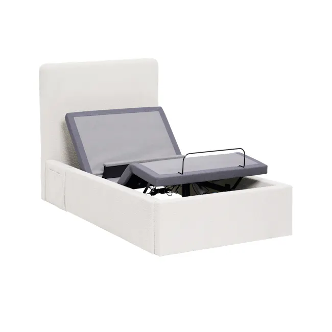 Aeva Super Single Bed - White Boucle (frame only) - 2