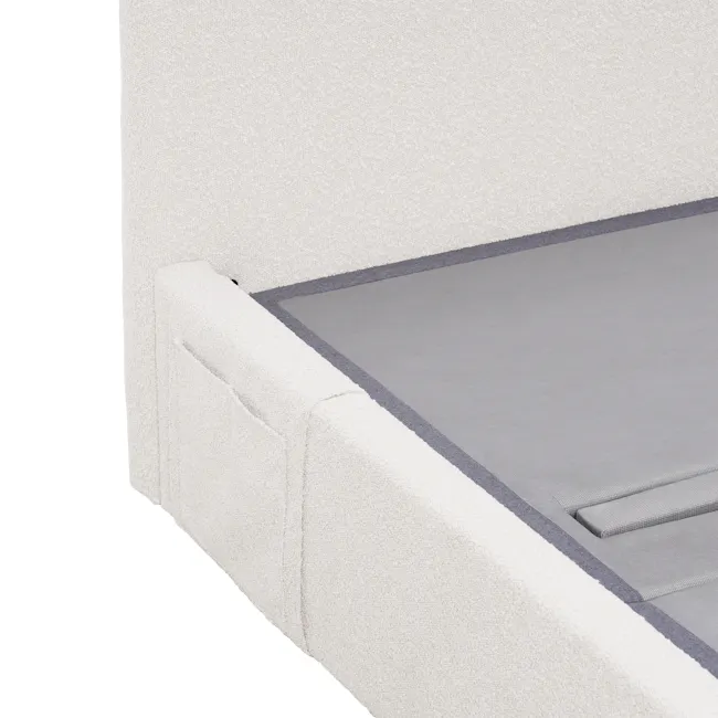 Aeva Super Single Bed - White Boucle (frame only) - 6